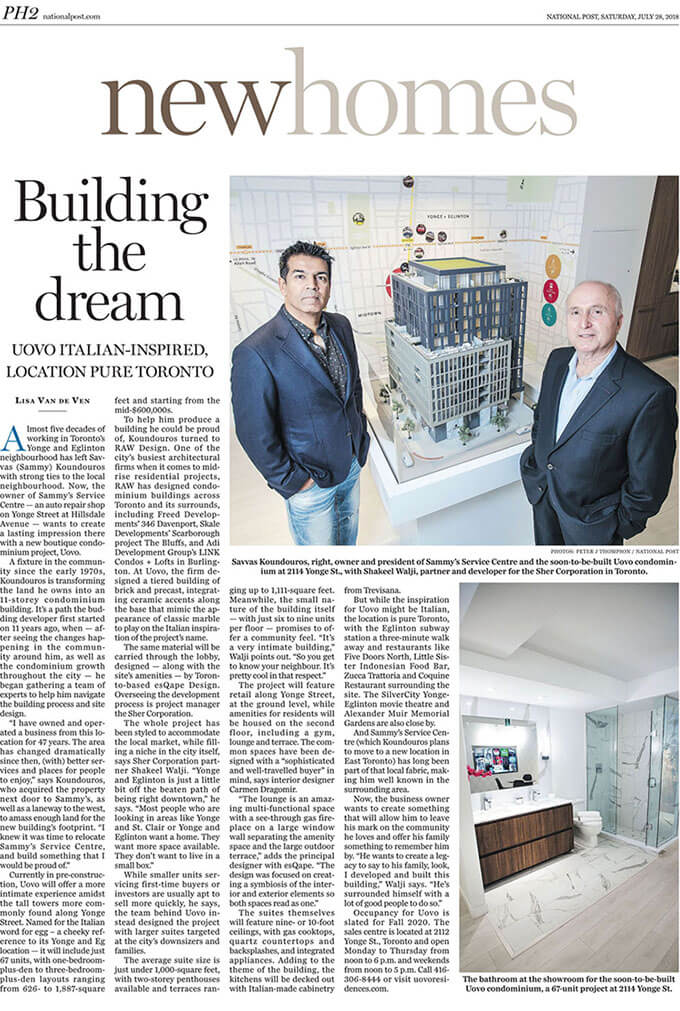 Uovo National Post New Homes News Article